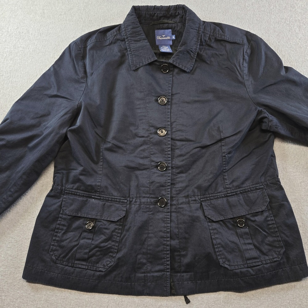 Façonnable Jacket Womens XL Blue Cotton Blend Twill Collared Lined Pockets - Picture 7 of 11